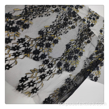 Polyester de punto suave Lycra Lace Mesh Fabricación impresa para blusa de malla para damas